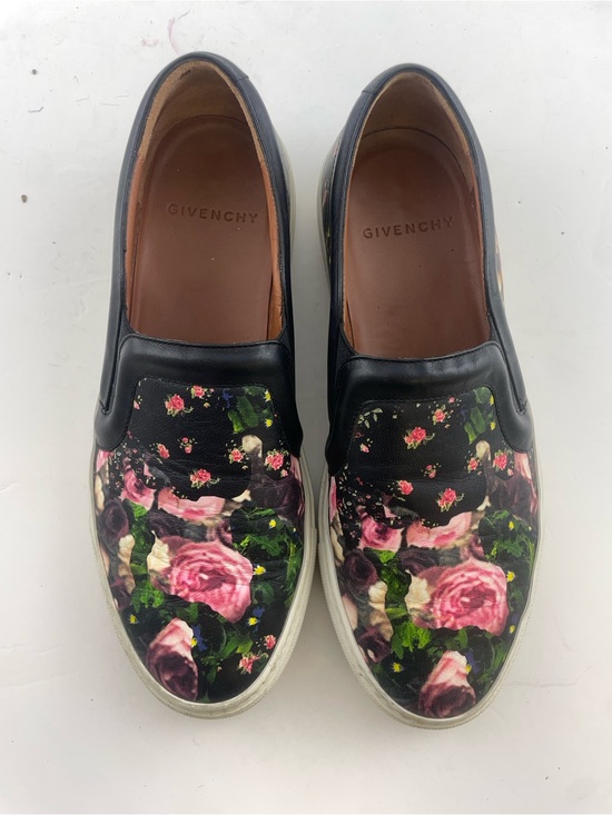 Givenchy Shoes - Givenchy Black Floral Leather Slip-On Sneakers